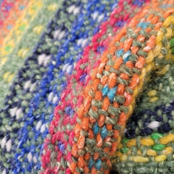 Vintage Hippie Wool Rainbow Woven Knit Full Zip Jacket Unisex 70s? - Picture 4 of 11